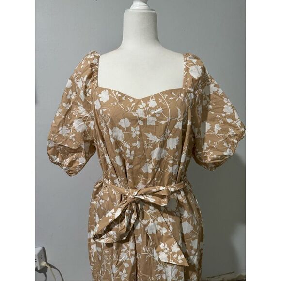 Talbots NWT silhouette blooms puff sleeve poplin floral midi dress with pockets - Picture 3 of 9